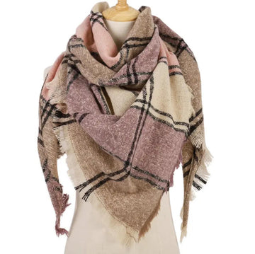Keeping It Cozy Plaid Blanket Scarf
